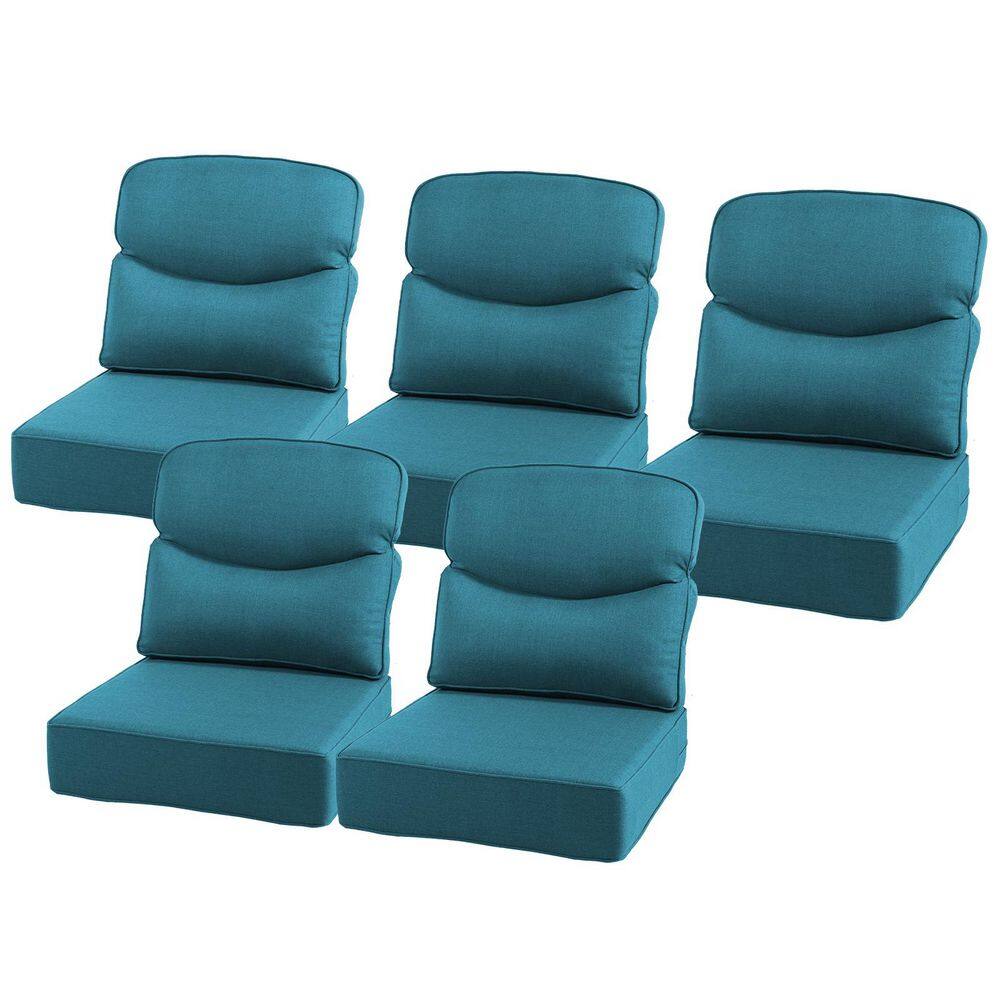 22 in. x 24 in. x 6 in. 10-Piece Olefin Deep Thick Seating Outdoor Lounge Chair Sofa Replacement Cushion in Peacock Blue