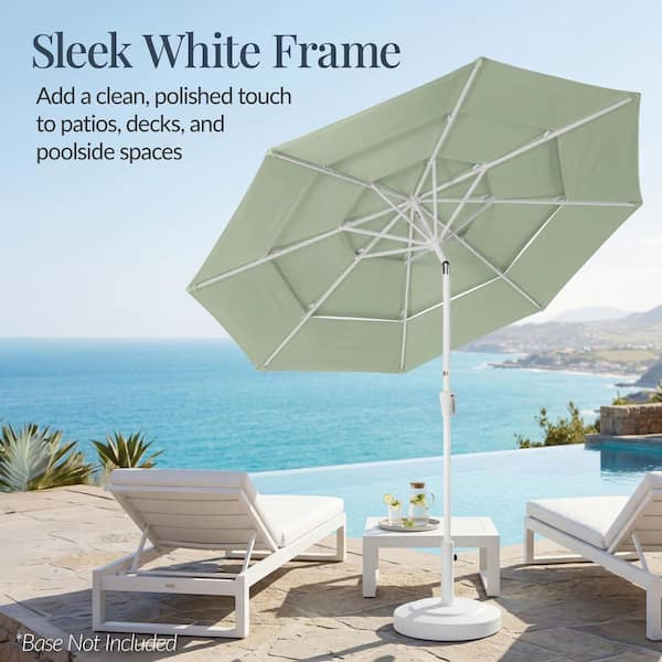 10 foot umbrella patio best choice products Best Choice Products 10ft 3-Tier Patio Umbrella White Pole, Outdoor Market Umbrella Steel Pole