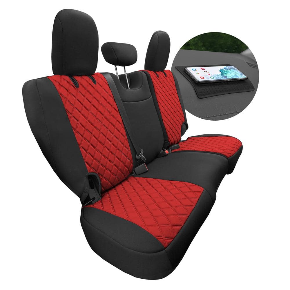FH Group Neoprene Waterproof 47 in. x 1 in. x 23 in. Custom Fit Seat Covers  For 2018-2021 Jeep Wrangler JL 4DR Rear Set DMCM5006Red-Rear - The Home  Depot