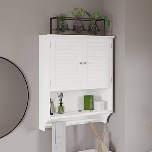 Wall-Mounted Bathroom Organizer - Medicine Cabinet or Over-the-Toilet Storage (White)