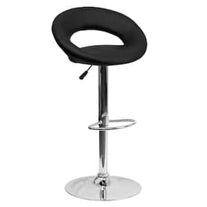 32.75 in. Adjustable Height Black Cushioned Bar Stool