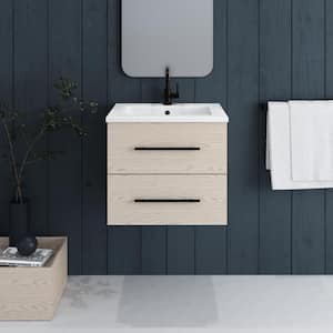 Napa 24 in. W x 20 in. D Single Sink Bathroom Vanity Wall Mounted In Natural Oak with Acrylic Integrated Countertop