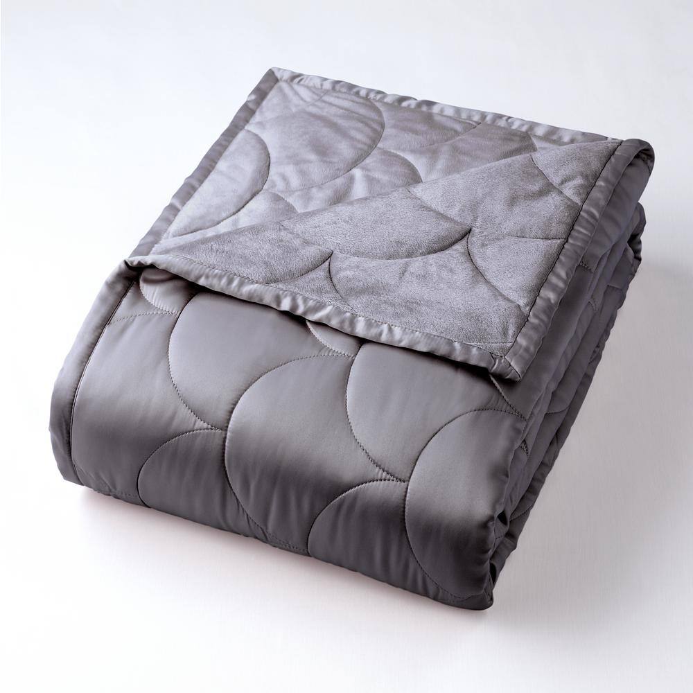 Elegant Charcoal Brushed Velvet 60"x50" Reversible Throw Blanket