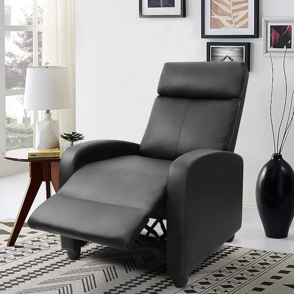 Recliner Arm chair,Theater Seating W/Adjustable Leg Rest and Reclining Functions,Single Padded Seat PU Leather Sofa Lounge Home Living Room-1