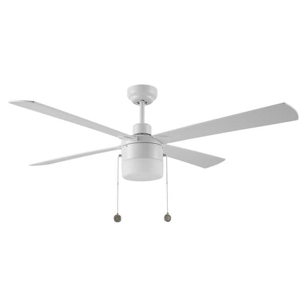 CARRO Hutton 52 in. LED Indoor White Ceiling Fan with Light Kit and Pull Chain