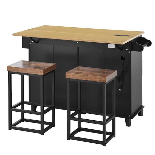 Harper & Bright Designs Black Rubber Wood 50.3 in. W Kitchen