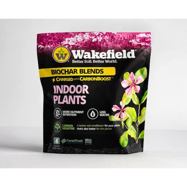 WAKEFIELD Biochar Blend with CarbonBoostfor Indoor Houseplants, Soil Amendment-4 qt. Bag