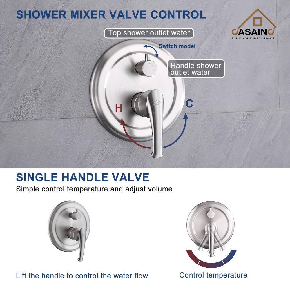 Brushed Nickel Wall Mounted Multi-Head Rain Shower System