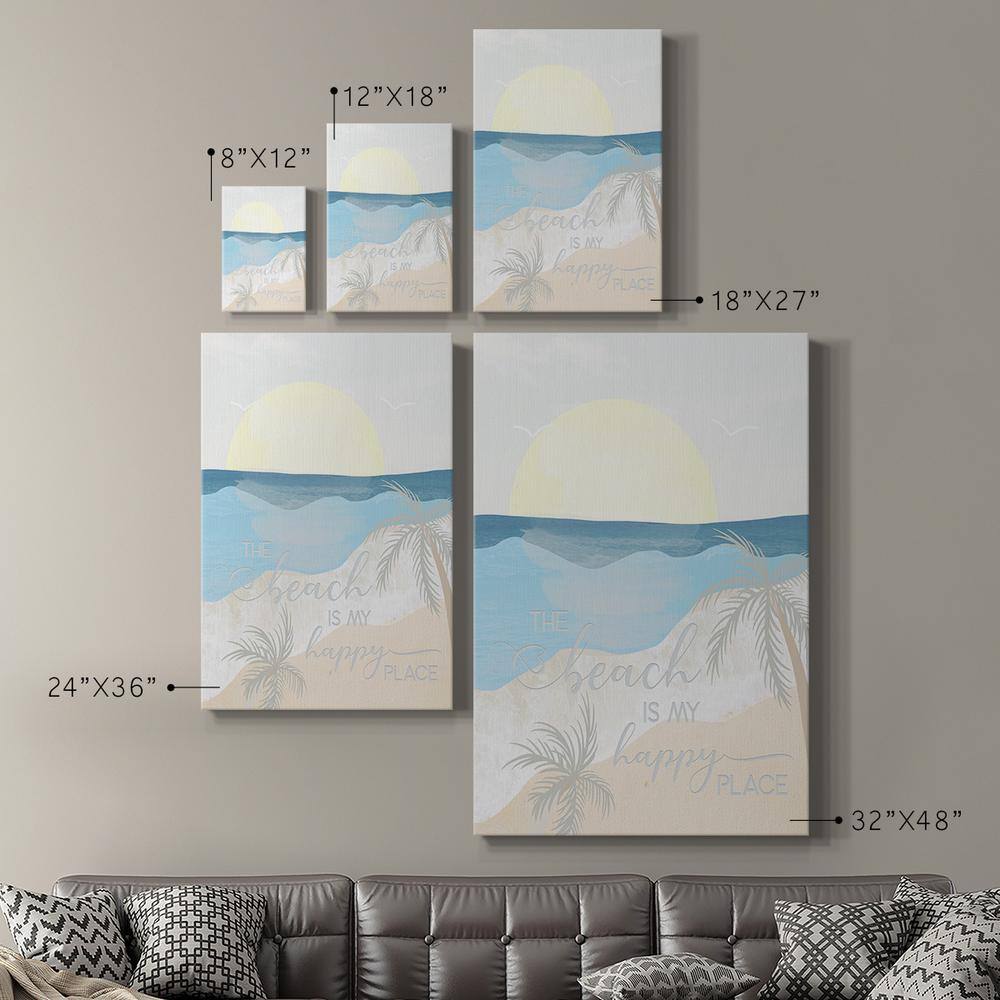 Happy Place Coastal Canvas Art Print with White Frame, 40 x 60
