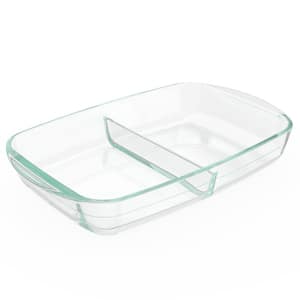 8 in. x 12 in. 2-Compartment Divided Glass Baking Dish Clear