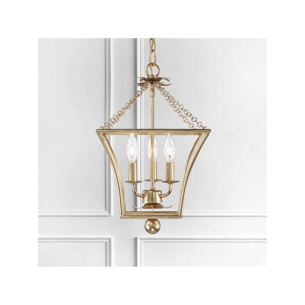 Mini Antique Gold Crystal 3-Light Lantern
