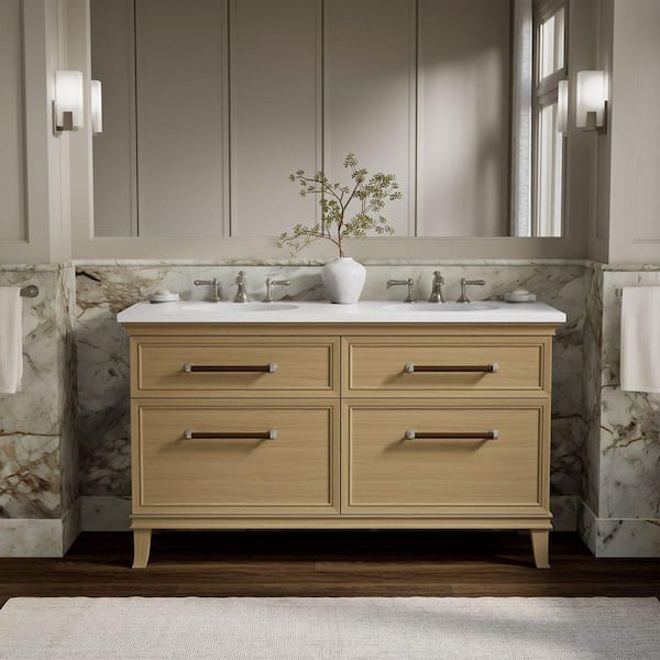 Artifacts 60 in. Double Sink Bath Vanity Cabinet without Top in Weathered Oak