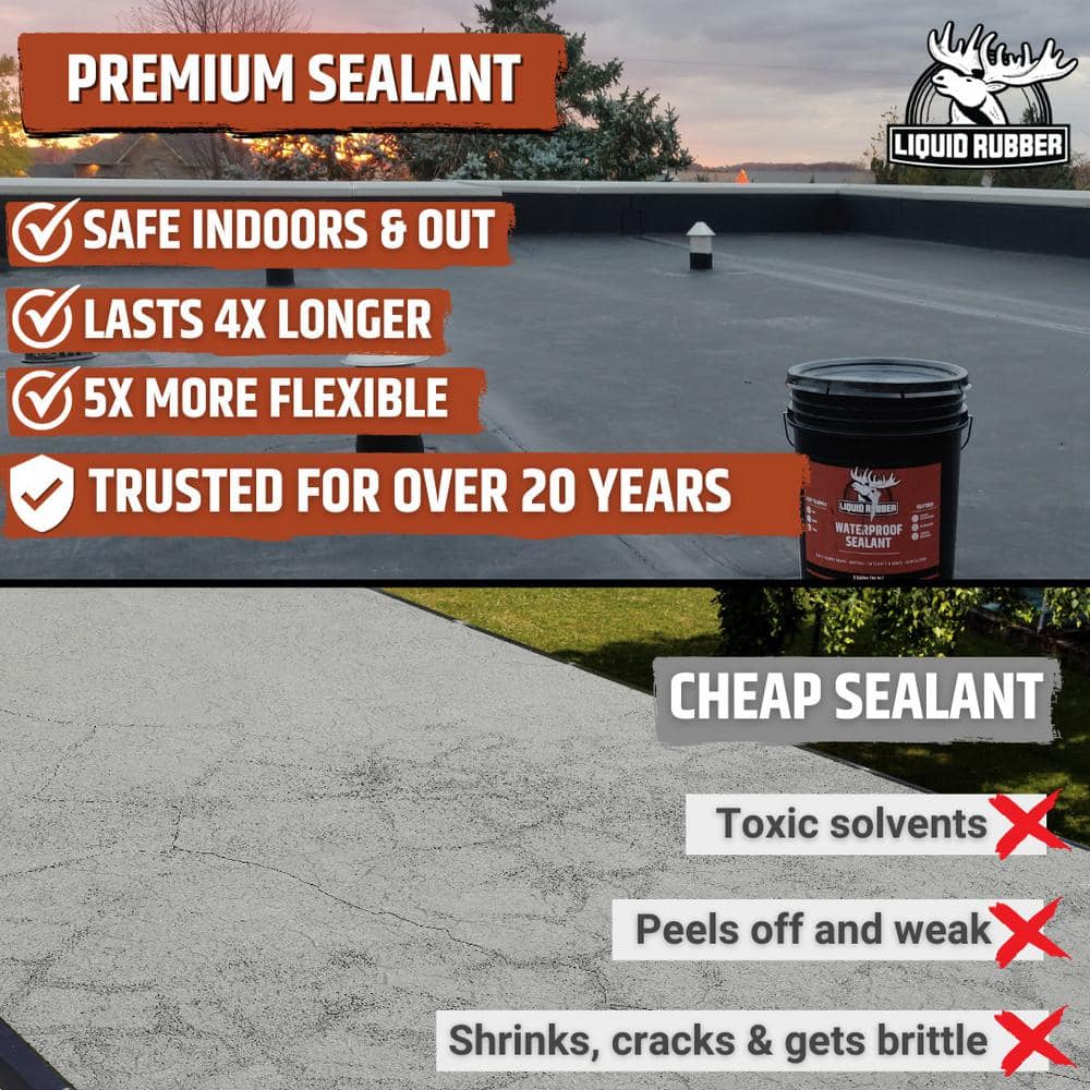 Liquid Rubber Black Multi-Surface Waterproof Sealant, 1 Quart