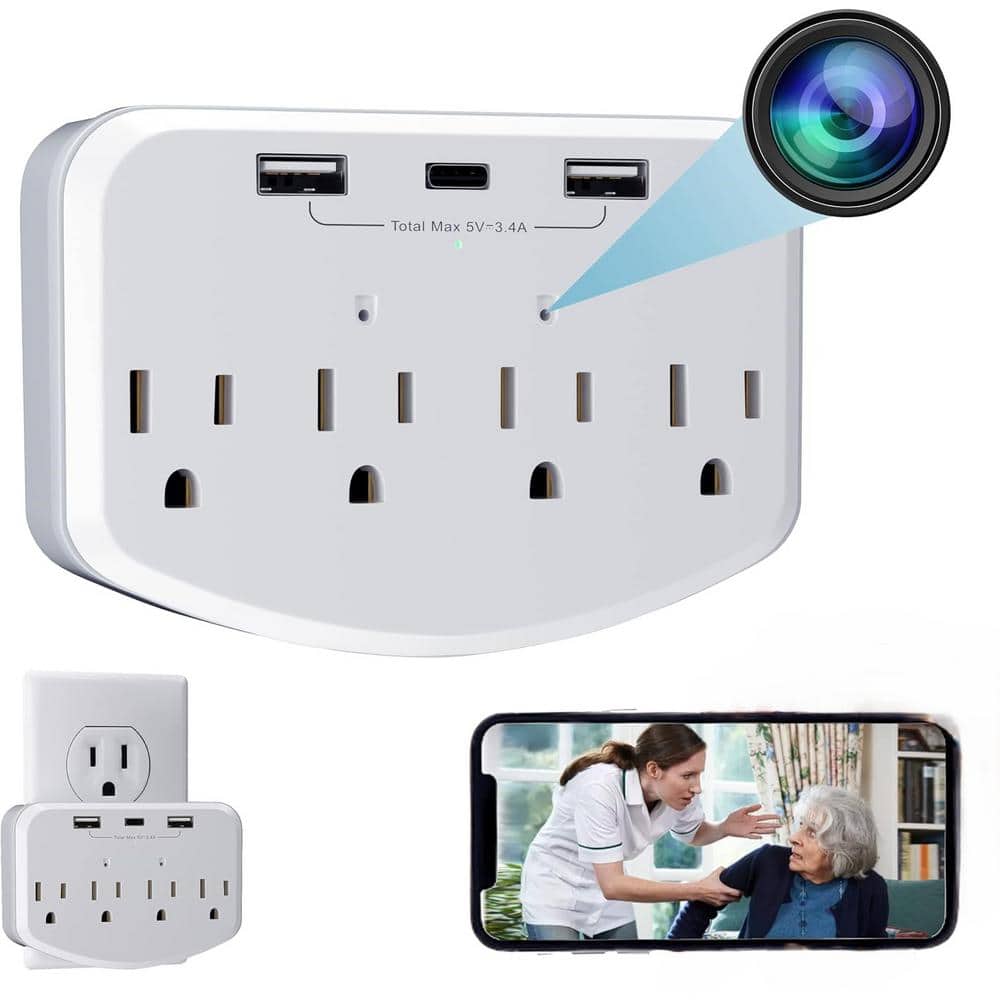 4 in.1 Indoor Hidden Security Camera HD 1080P Wireless Mini Spy Cam, Wi-Fi 