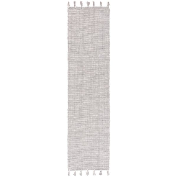 Montauk 2 ft. x 9 ft. Light Gray Distressed Solid Fringe Runner Rug