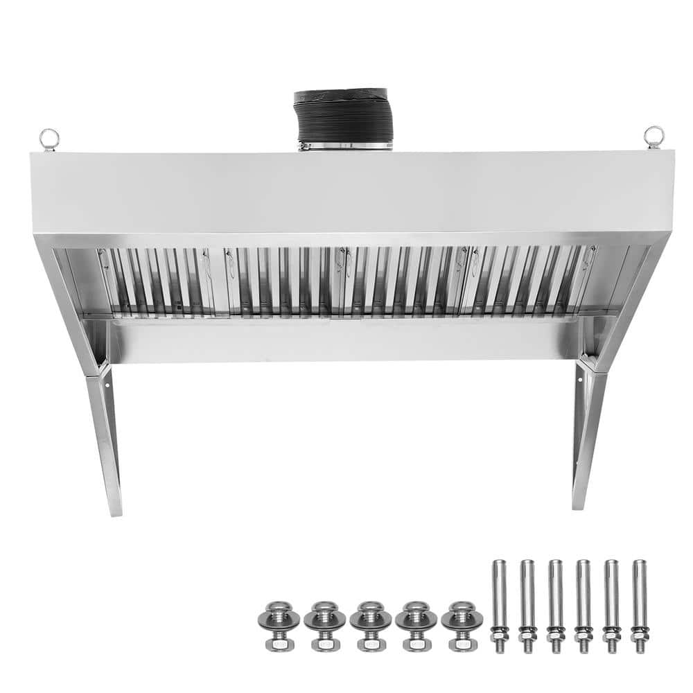 Commercial Exhaust Hood 8 ft. Stainless Steel Food Truck Concession Trailer Vent Hood with 4 Oil Filter Meshes price history on PriceWatchPro