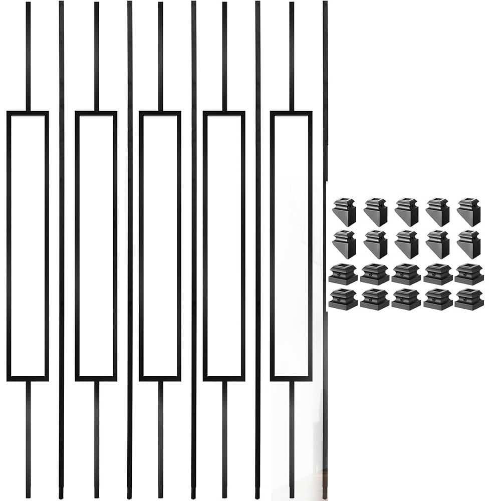 "Wrought Iron Deck Balusters 44 x 1/2 Modern Stair Metal Spindles with 20 Baluster Shoes 10-Pack 3.25"" W" price history on PriceWatchPro