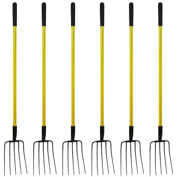 54 in. Classic Fiberglass Heavy-Duty 5-Tine Garden Fork with Cushion Grip (6-Pack)
