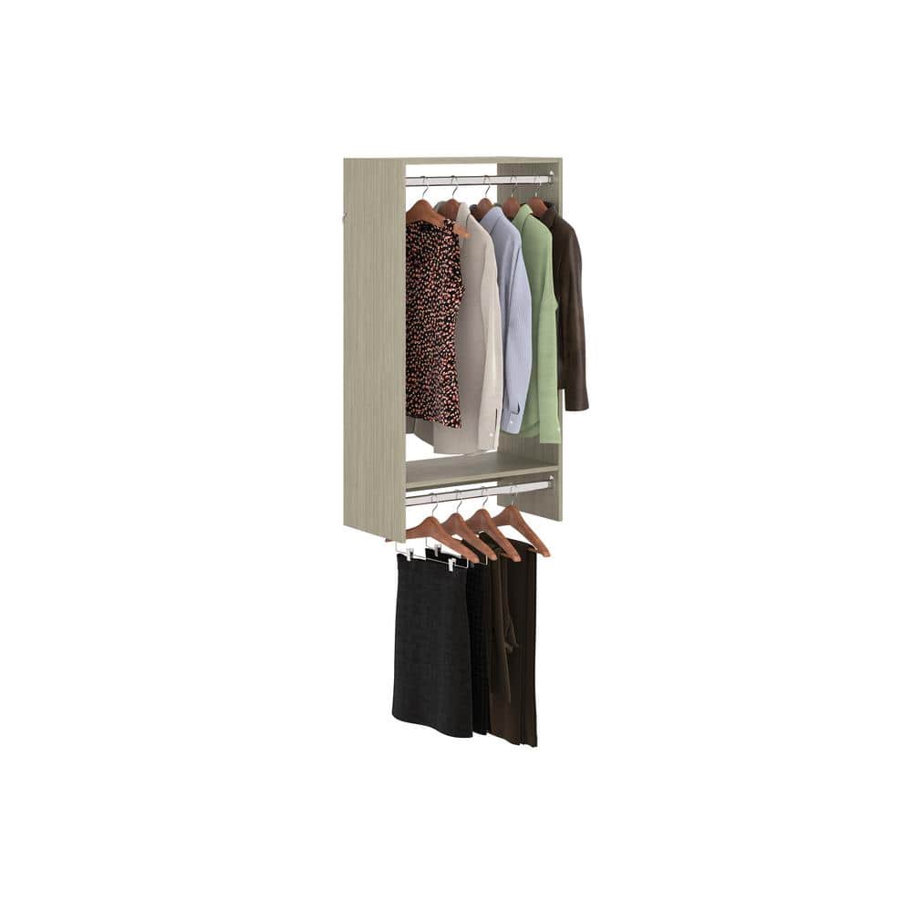 Rustic Gray Wood Closet Organizer with Drawer and Shelves