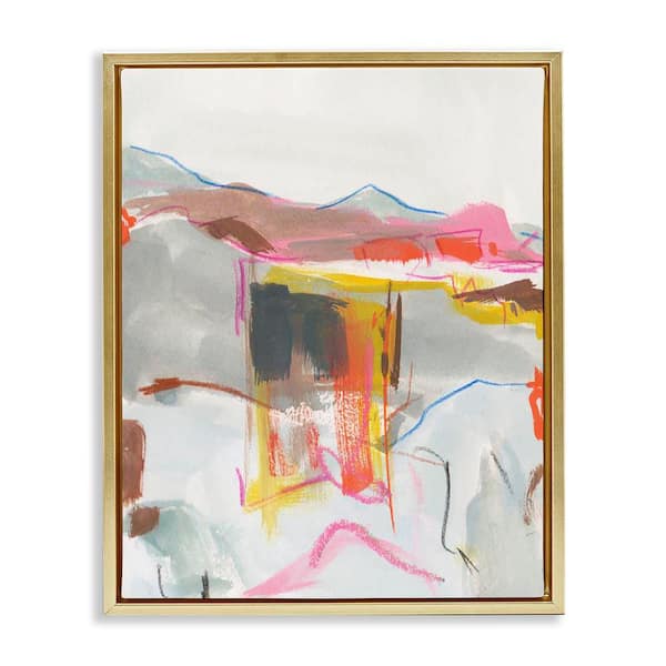 Stupell Industries Bold Abstract Mountain Shapes by Melissa Wang Gold Floater Frame Abstract Graphic Art Print 21 in. x 17 in.