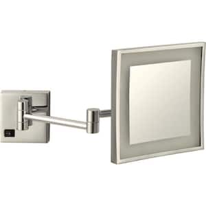 Glimmer 8 in. x 8 in. Wall Mounted LED 3x Square Makeup Mirror in Satin Nickel Finish