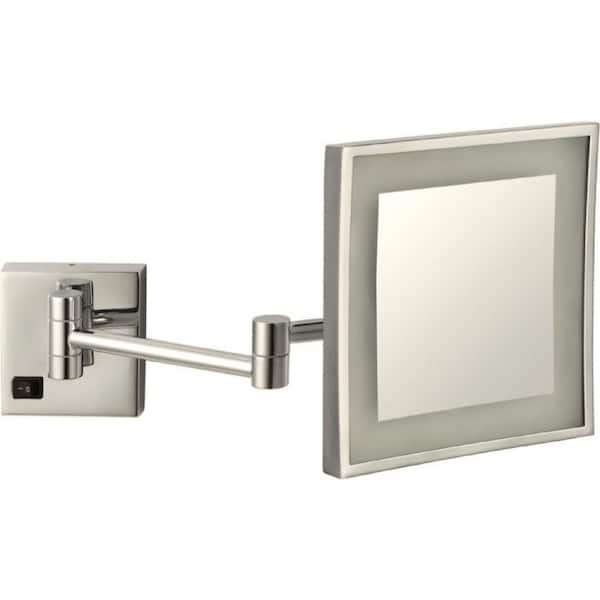 Nameeks Glimmer 8 In X Wall, Wall Mounted Lighted Makeup Mirror 10x
