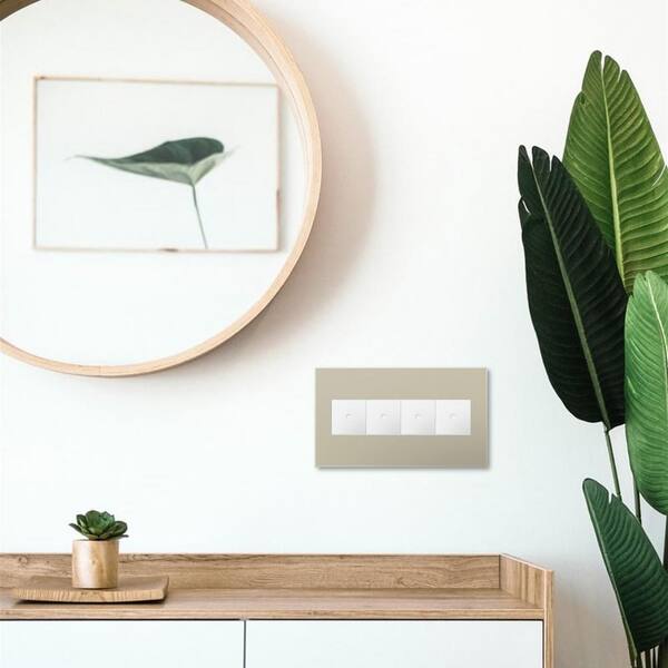 adorne 4 Gang Decorator/Rocker Wall Plate, Titanium (1-Pack)