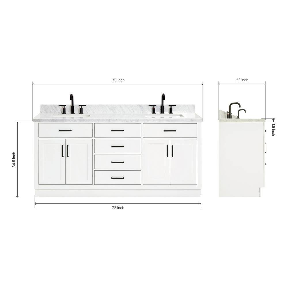 White Double Freestanding Vanity with Marble Top