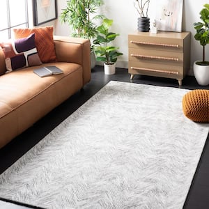 Soho Gray/Ivory 4 ft. x 6 ft. Solid Color Chevron Area Rug