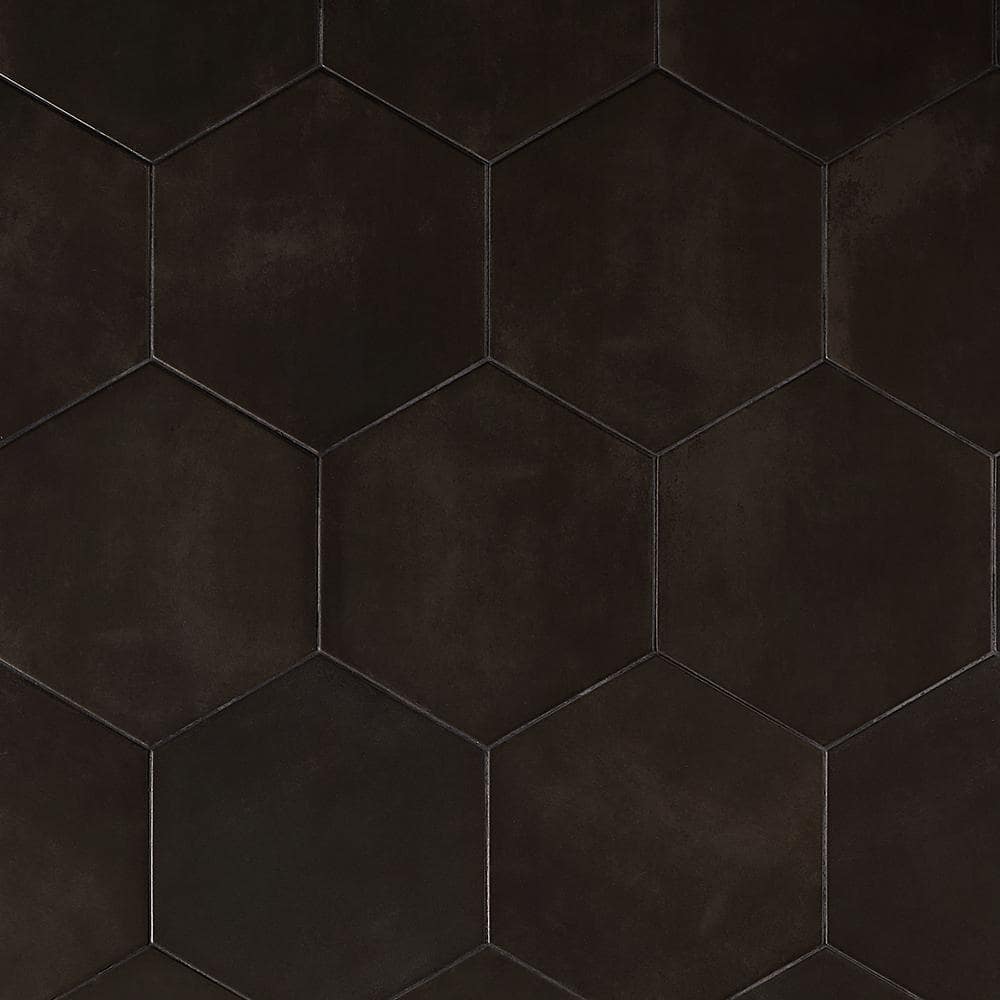 Eclipse Black Matte Porcelain Hexagon Floor and Wall Tile