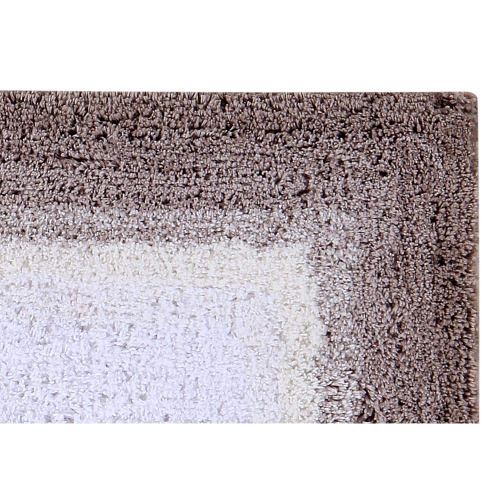 Beige and White Cotton 4-Piece Bathroom Rug Set