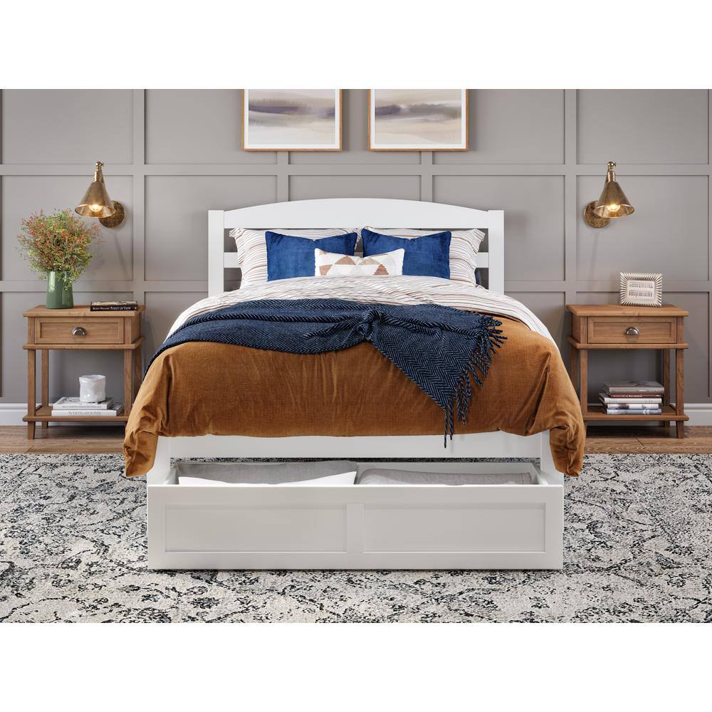 Warren White Full Platform Bed with Storage Drawer