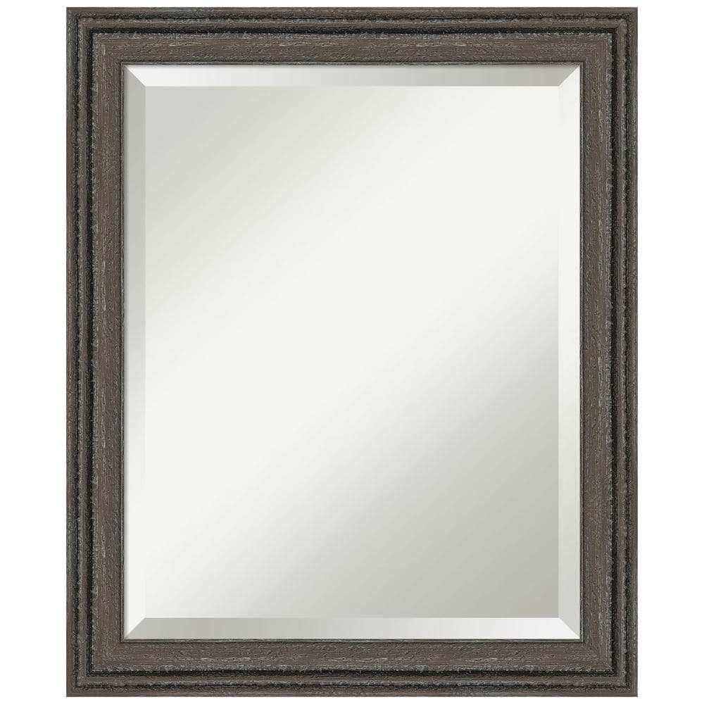 Upcycled Brown Grey 19.5 in. x 23.5 in. Beveled Farmhouse Rectangle Wood Framed Bathroom Wall Mirror in Brown -  Amanti Art, A38868101063