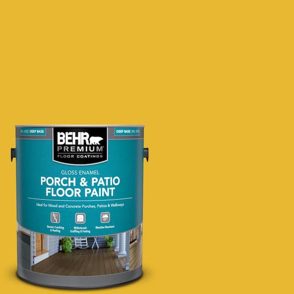 BEHR PREMIUM 1 gal. #OSHA-6 OSHA SAFETY YELLOW Gloss Enamel Interior/Exterior Porch and Patio Floor Paint