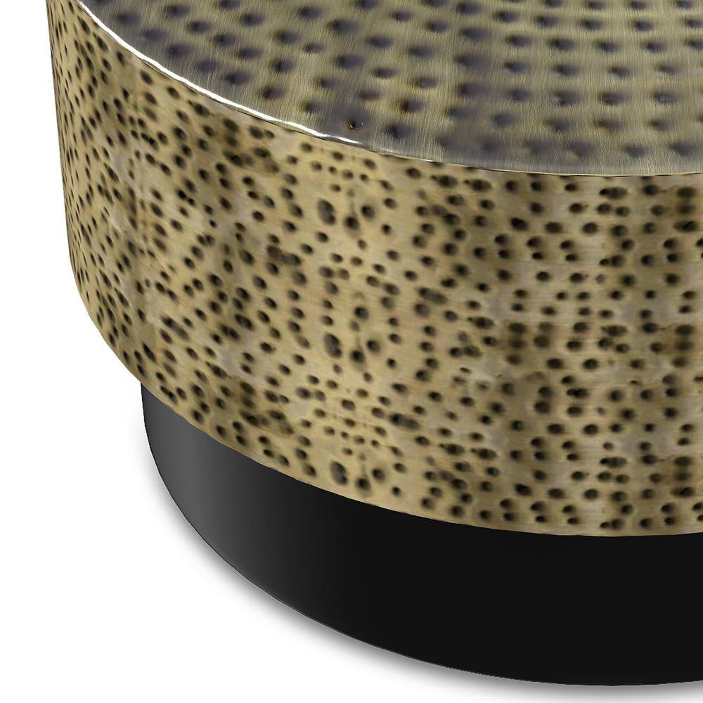 Montrose 30" Round Antique Gold and Black Metal Coffee Table