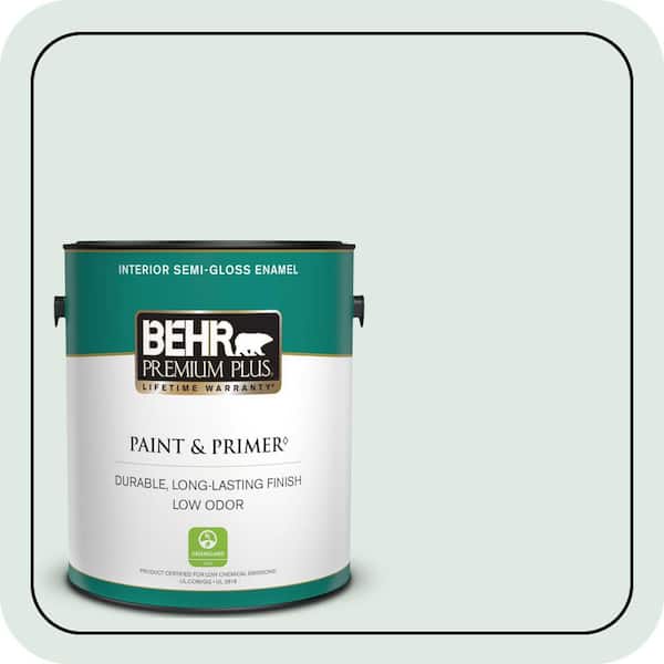 BEHR PREMIUM PLUS 1 gal. #480E-1 Country Mist Semi-Gloss Enamel Low Odor Interior Paint & Primer