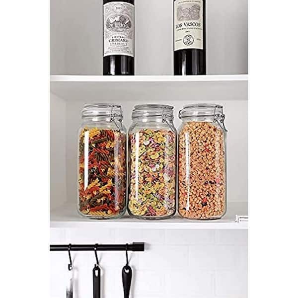 3PC STAINLESS STEEL TEA COFFEE SUGAR BEANS KITCHEN GLASS JAR CANISTER STORAGE