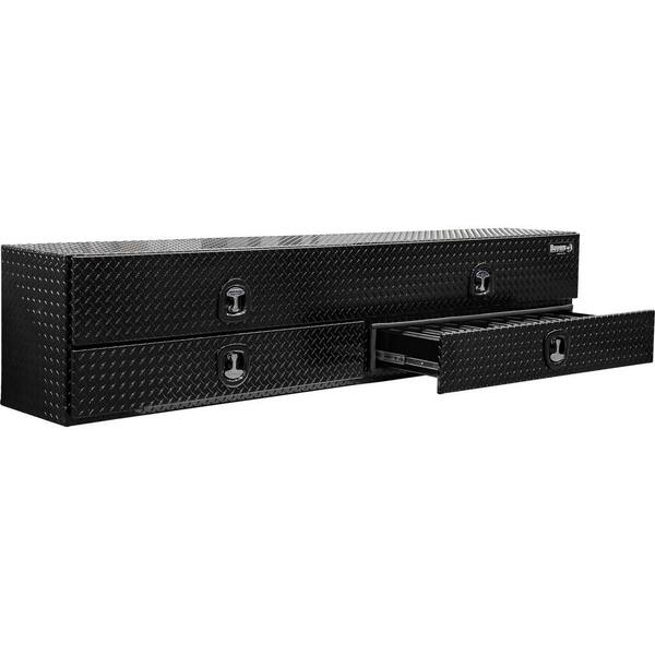 Lund 72 in Gloss Black Steel Full Size Top Mount Truck Tool Box with mounting hardware and keys included
