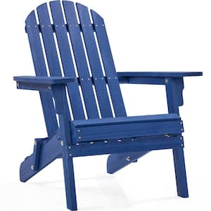 Folding Adirondack Chair Solid Wood Garden Chair Blue