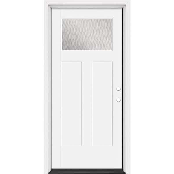 MProtect 36 in. x 80 in. Craftsman Left-Hand Double Water Glass Primed White Fiberglass Prehung Door Panolock and BM