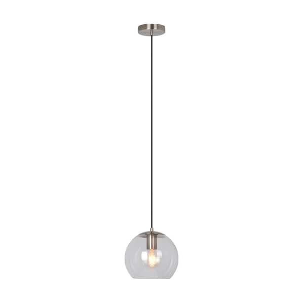 Home Decorators Collection 1-Light Satin Steel Mini Pendant with Clear Glass