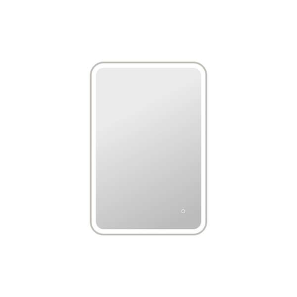27 in. W x 40 in. H Rectangle Framed LED Wall Mirror in Silver