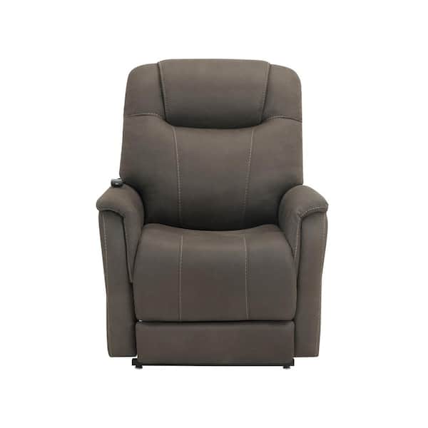 Steve Silver Thames Fabric Gunmetal Brown Recline Chair with Lift and Headrest