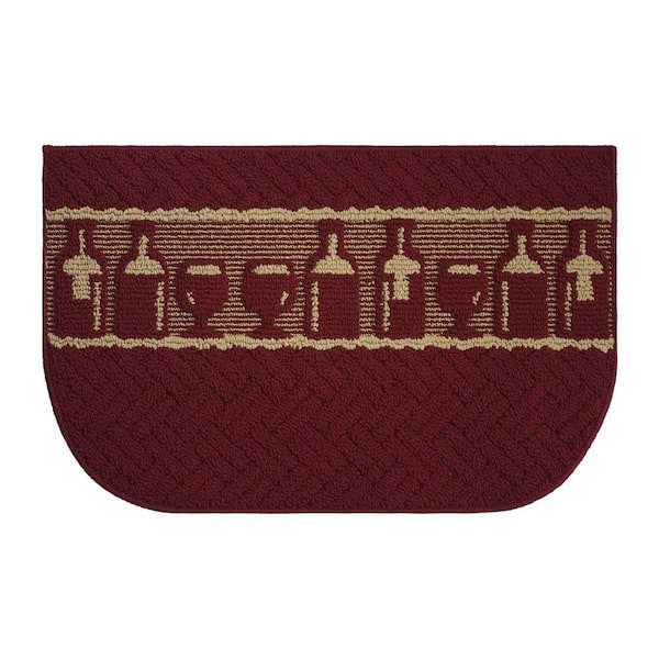 Creative Home Ideas Merlot Textured Loop Dark Red/Linen 18 in. x 30 in. Kitchen Rug