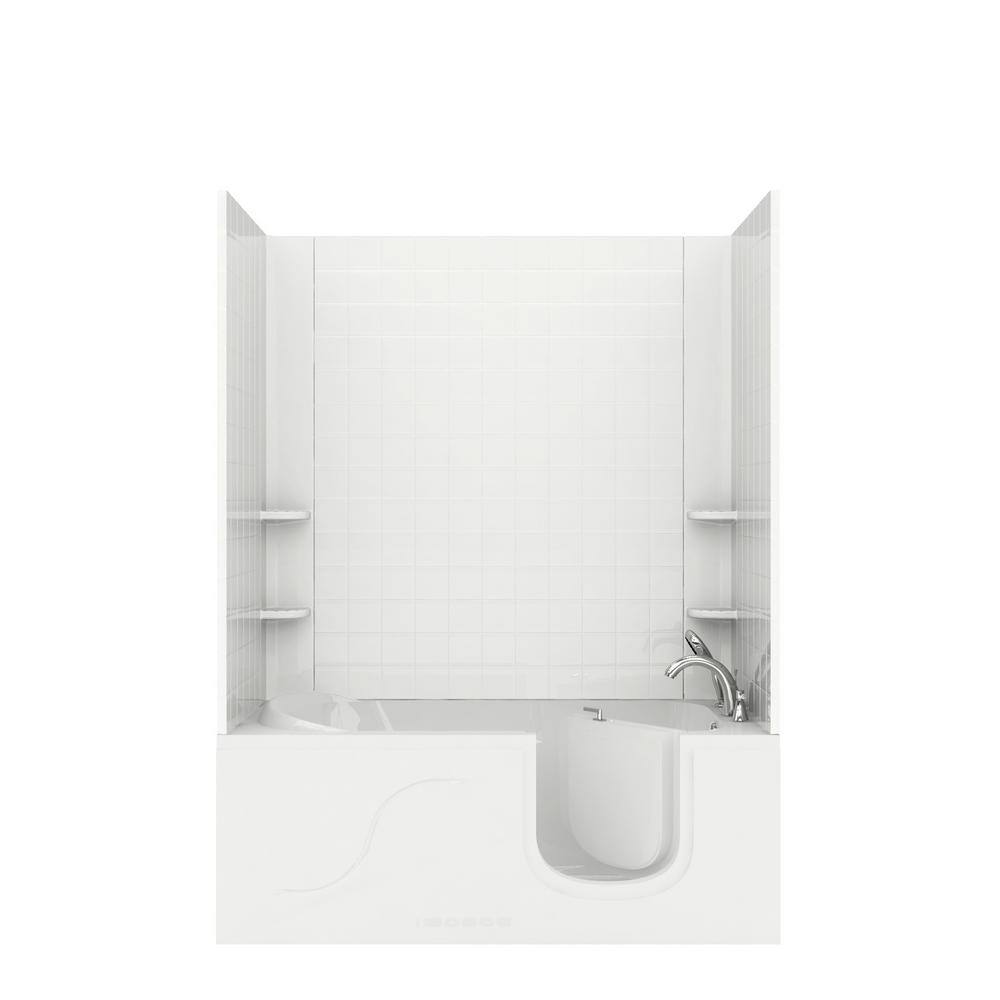 5 ft. Walk-in Non-Whirlpool Bathtub with 4 in. Tile Easy Up Adhesive Wall S