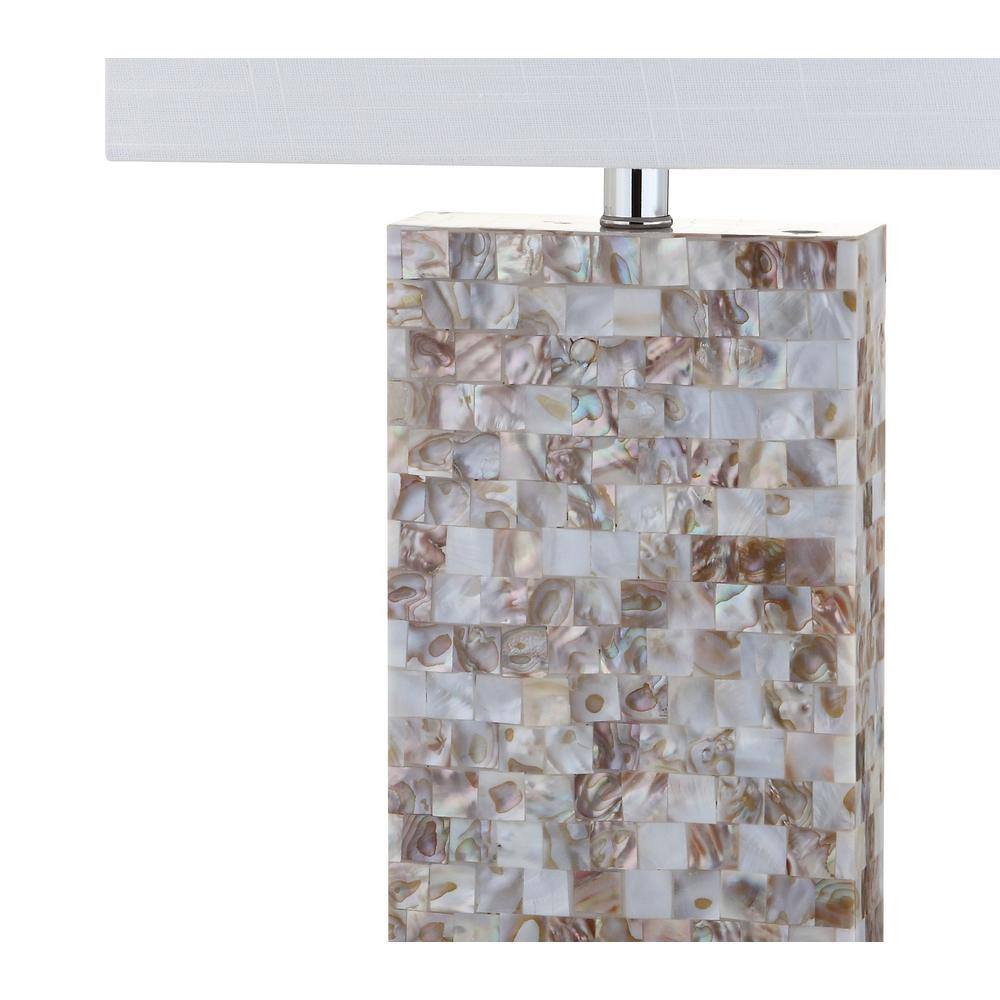 Natural Capiz Shell and Chrome Rectangle Nightstand Lamp