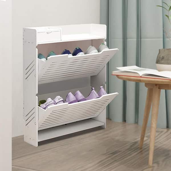  WEXCISE Entryway Modern Shoe Storage Rack, 48(W) x 12(D) x  48(H), White, Metal : Home & Kitchen