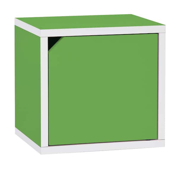 Way Basics Connect System 11.2 x 13.4 x 13.4 zBoard Paperboard Stackable Storage Cube Organizer Unit with Door in Green