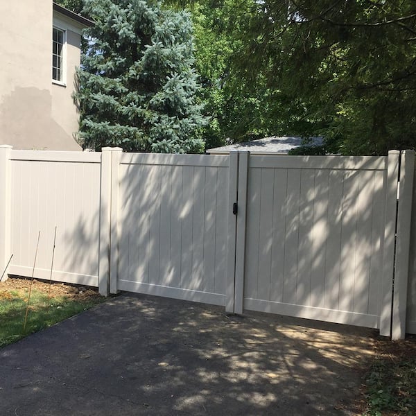 Weatherables Savannah 7.4 ft. W x 6 ft. H Tan Vinyl Privacy Double Fence Gate Kit