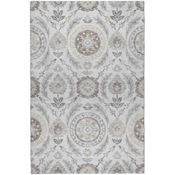 Dream Shag Premium Machine Washable Abstract ADS751 Silver 9 ft. x 12 ft. Area Rug